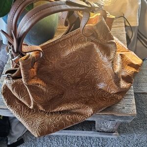 ISADORA ITALY Cuoio Tooled Genuine Leather Large Tote NWOT